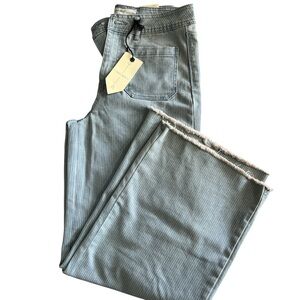 Banjara Denim Striped Wide Leg Jeans with distressed hem for Women